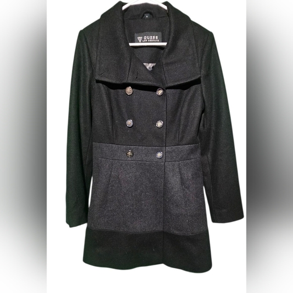 Guess Jacket Wool Peacoat  Double-Breasted Mediun PTP 19 EUC - Picture 1 of 5